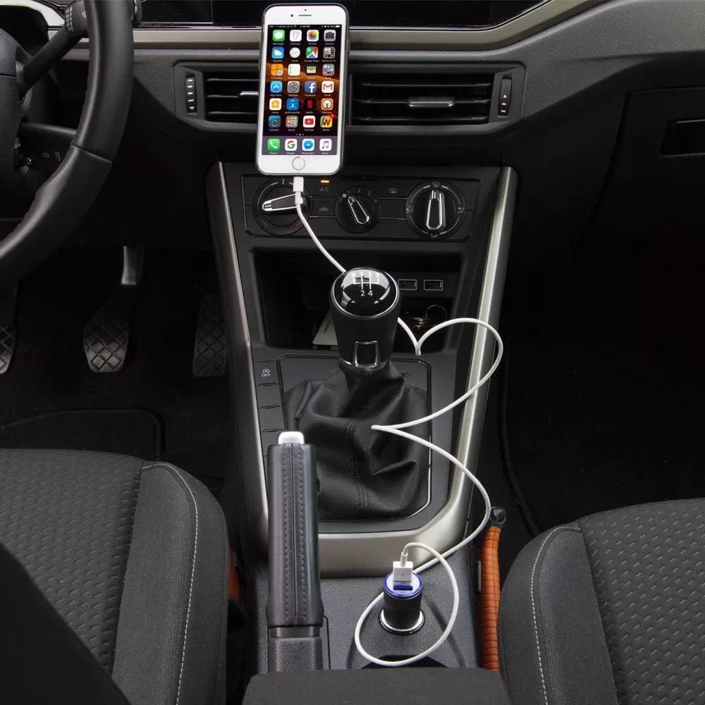 Everlab 12V Car Cigarette Lighter Socket Dual QC3.0 USB Ports Fast Charger Power Adapter with Type-C Cable