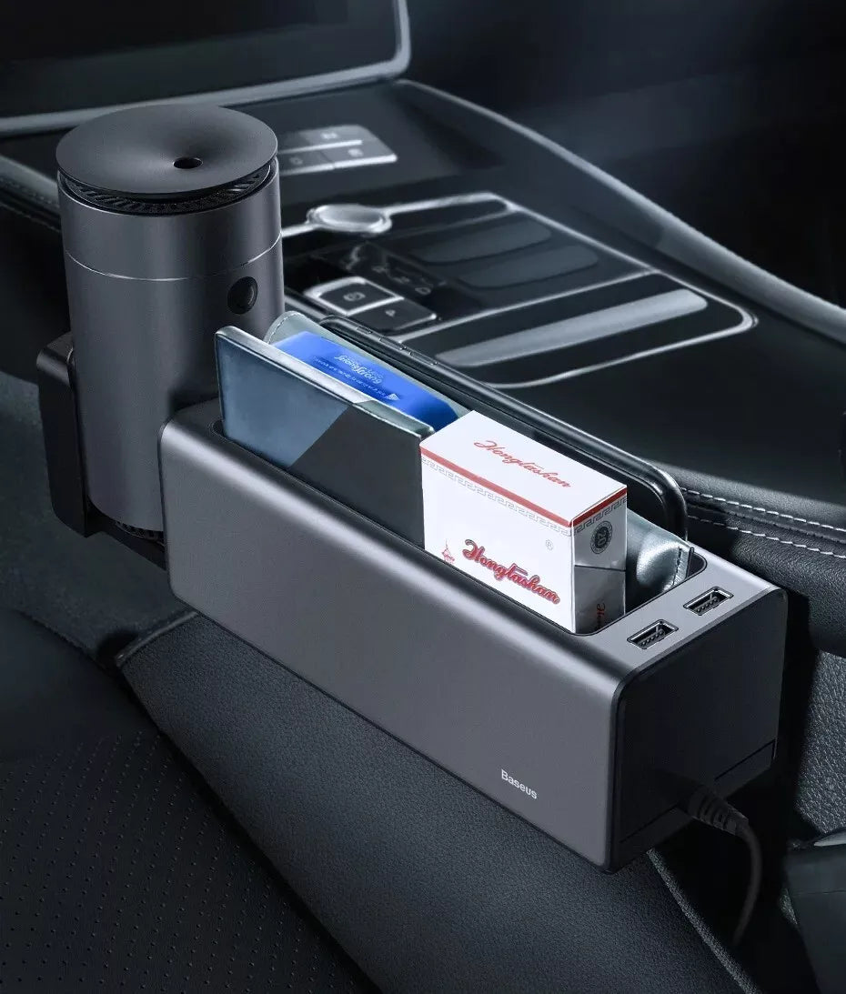 Baseus Universal Deluxe Metal Car Organiser Auto Seat Gap Storage Box For Pocket Organizer Wallet Cigarette Keys Phone Holders