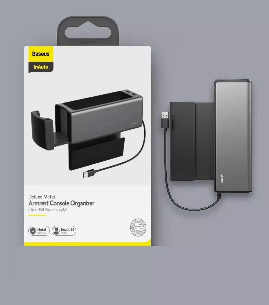 Baseus Universal Deluxe Metal Car Organiser Auto Seat Gap Storage Box For Pocket Organizer Wallet Cigarette Keys Phone Holders