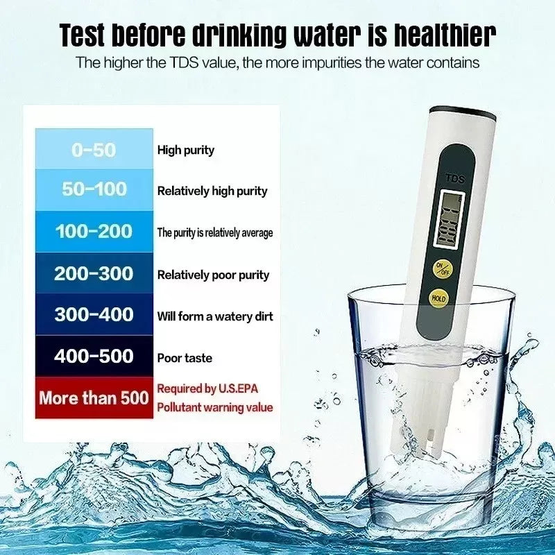 TDS Meter Digital Tester Pen Aquarium Pool Water Hydroponics Quality Monitor