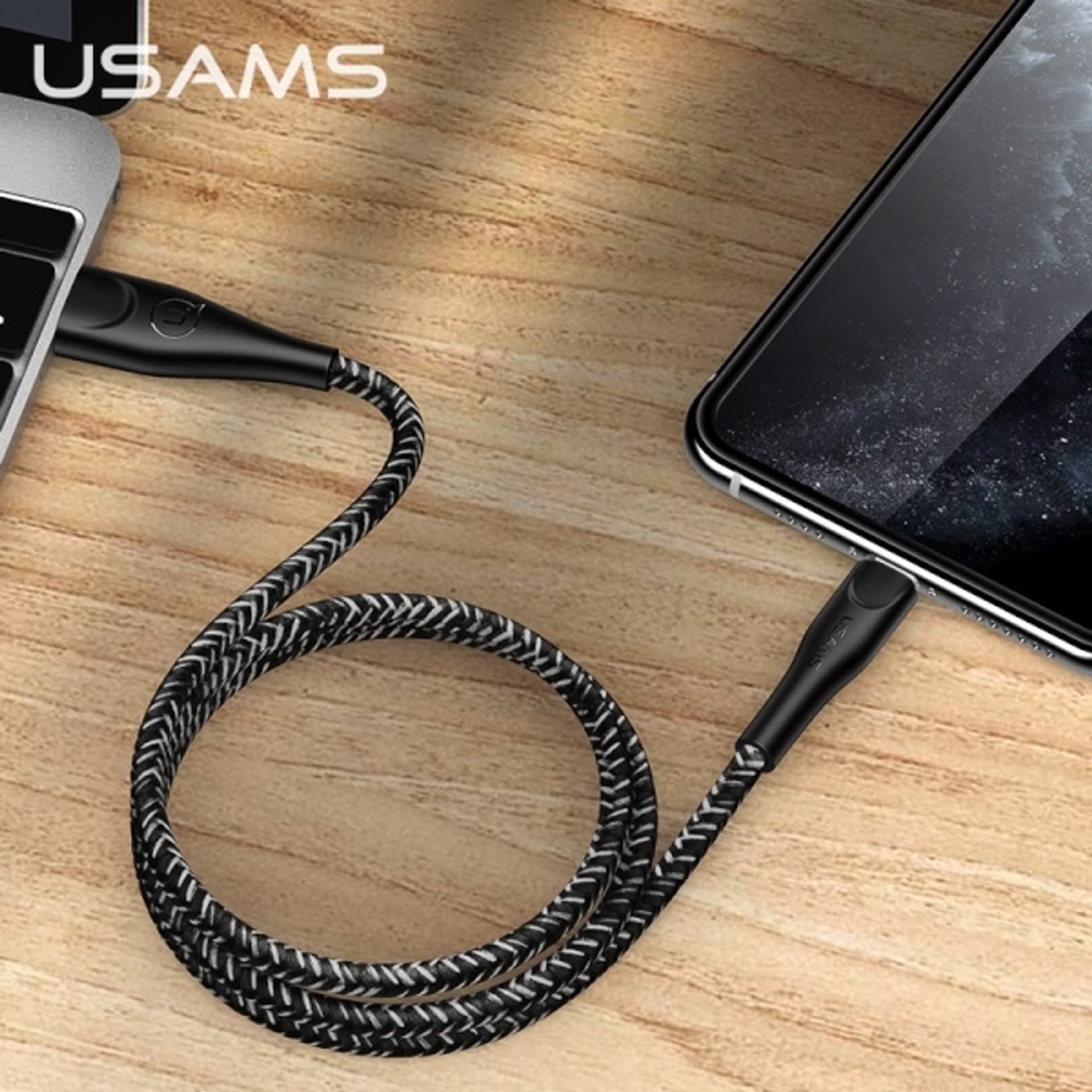 USAMS USB To Lightning 2A Charger Smart Charging Cable Data Cord For iPhone iPad AirPods