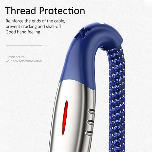 USAMS Braided USB To Lightning Fast Charging Cable Data Cord For iPhone 14 13 12 11 XS Pro Max iPad (2m)