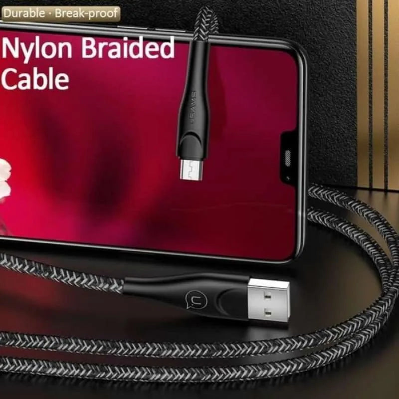 USAMS Smart Braided USB To Micro USB Charger Charging Cable Data Cord Android Samsung US-SJ396