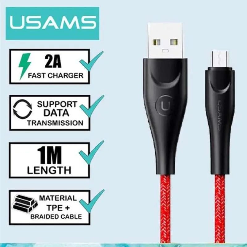 USAMS Smart Braided USB To Micro USB Charger Charging Cable Data Cord Android Samsung US-SJ396