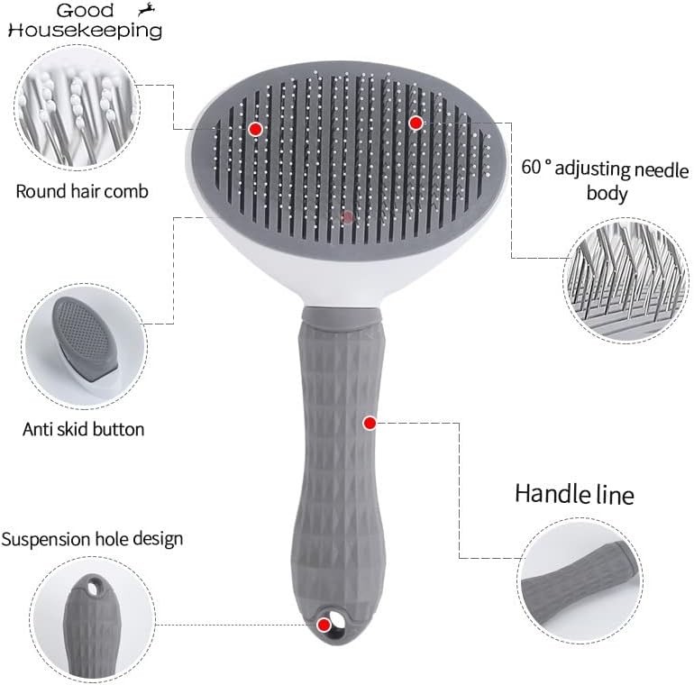 Everlab Cat Brush, Self Cleaning Slicker Brushes For Shedding And Grooming Removes Loose Undercoat, Mats and Tangled Hair Grooming Comb For Cats Dogs Brush Massage