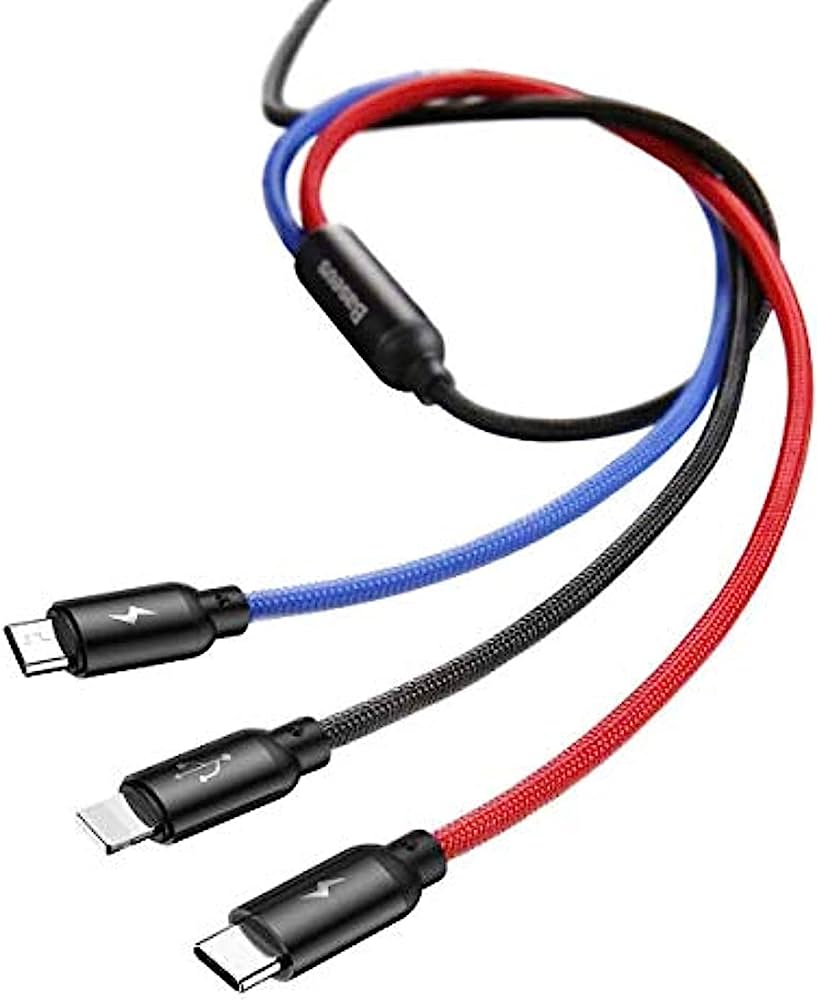Baseus 3 in 1 USB Lightning Type-C Micro USB Fast Charging Cable Cord For iPhone Samsung iPad