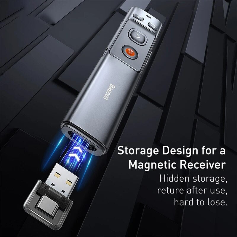 Baseus Wireless Presenter Laser Pointer 2.4GHz Type-C Remote Controller PPT Pen For Projector USB Pointer Presenter