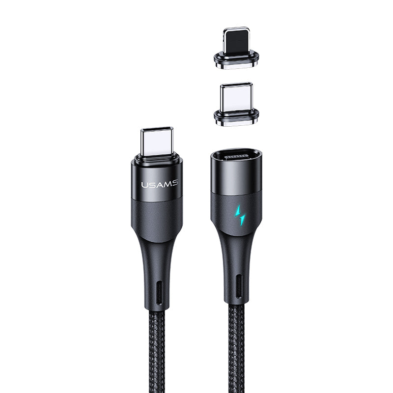 USAMS 2 in 1 Magnetic Fast Charging Cable Cord Charger For Type-C iPhone Samsung