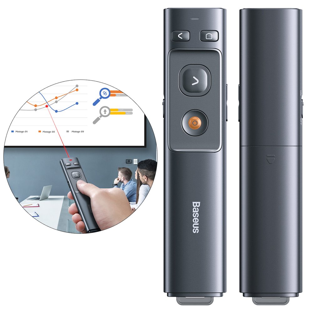 Baseus Wireless Presenter Laser Pointer 2.4GHz Type-C Remote Controller PPT Pen For Projector USB Pointer Presenter