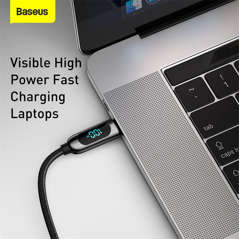 Baseus 100W USB Type C To Type-C LED Fast Charging Charger Cable Cord For Samsung Macbook