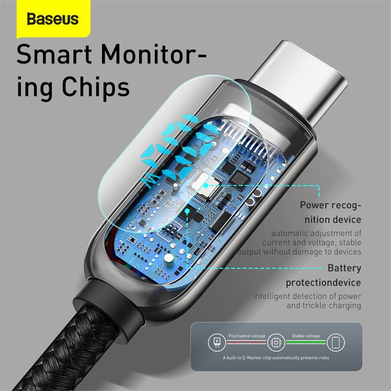 Baseus 100W USB Type C To Type-C LED Fast Charging Charger Cable Cord For Samsung Macbook