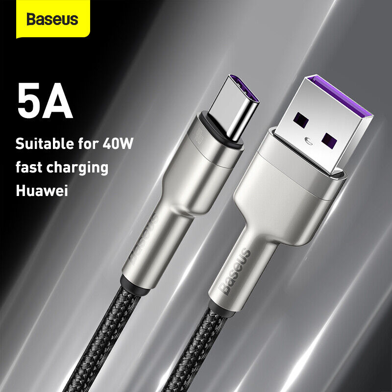 Baseus USB To Type-C Charging Cable Charger Data Cord Metal Cafule Series For Samsung Huawei