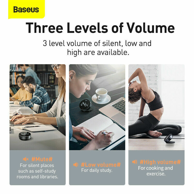 Baseus Rotation Countdown Timer Pro Kitchen Clock Heyo Series (Dark Grey)