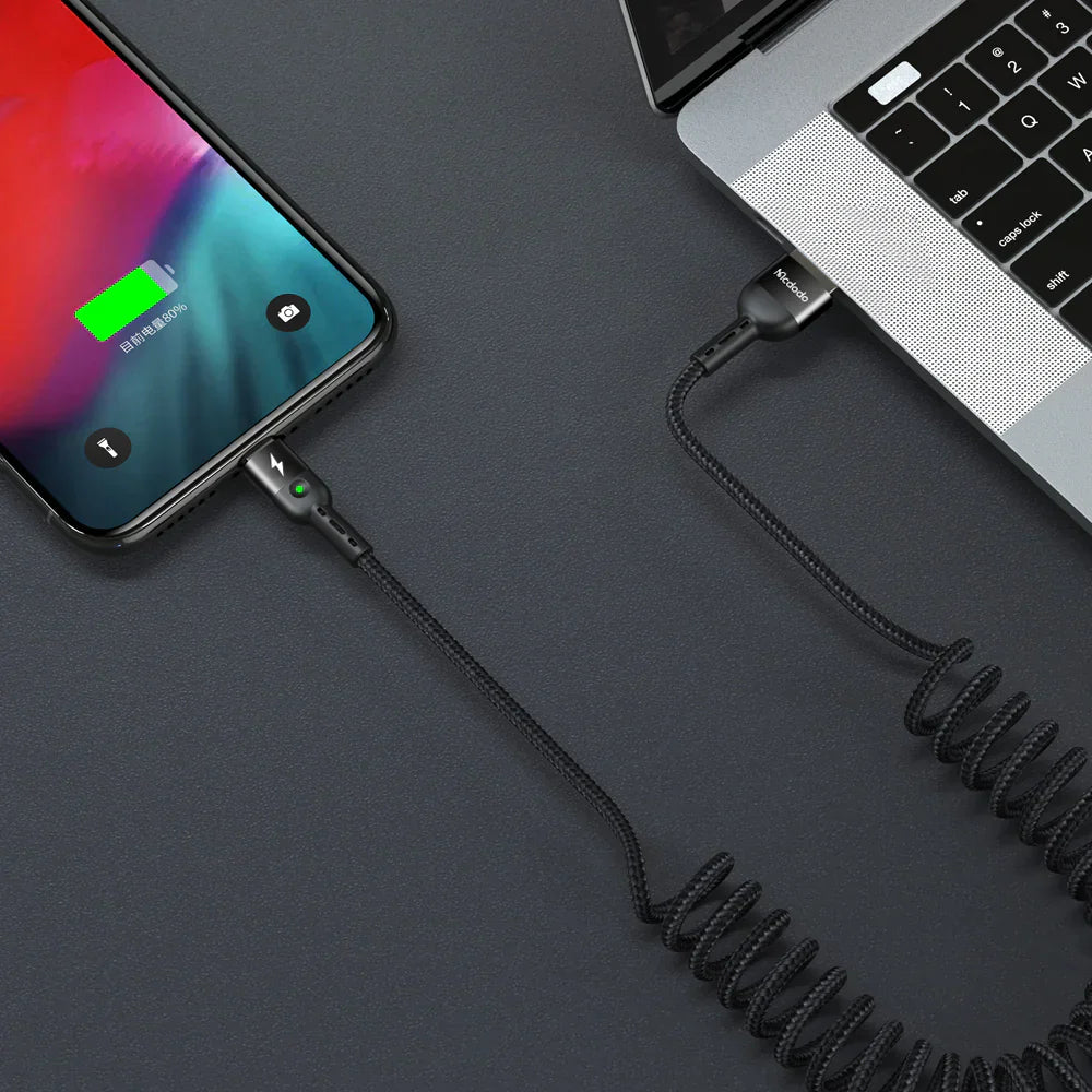 (3-PACK) Mcdodo USB To Type-C Fast Charging Cable, Coiled Braided Retractable Charger For iPhone 15 Pro/Max/Plus, Samsung Galaxy S23/S22/S21/S20/Ultra/Plus, Switch, Pixel (1.8m)