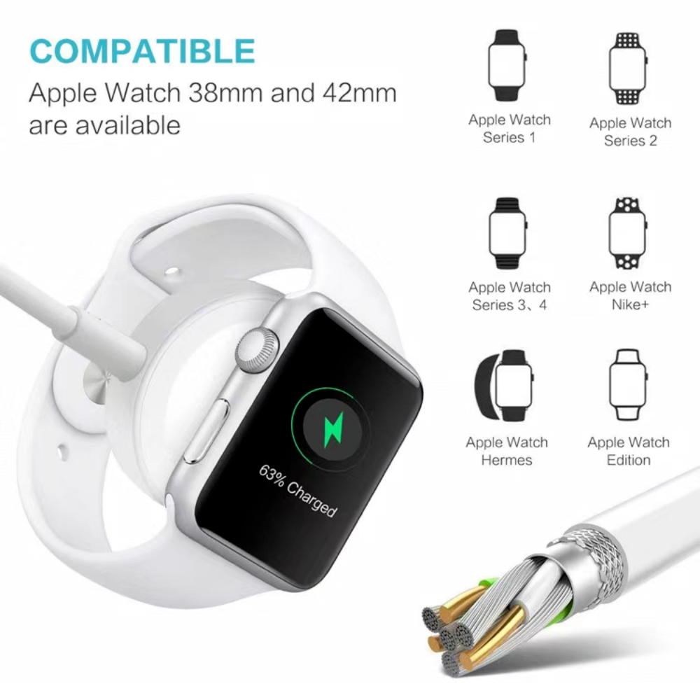 Everlab Apple iPhone Watch iWatch 8 7 6 5 4 3 Magnetic 2 in 1 Charger Charging Cable