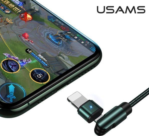 USAMS Braided Rotatable USB To Lightning Fast Charging Cable Data Cord For iPhone 14 13 12 11 XS Pro Max iPad (1m)