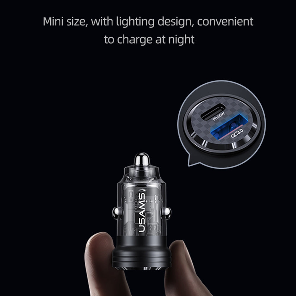 USAMS USB & Type C Car Charger Adapter USB QC3.0 PD Type-C Quick Charging