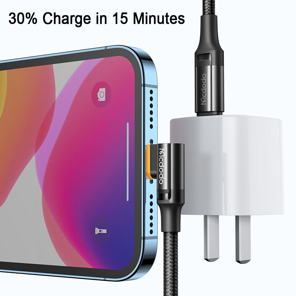MCDODO Wall Series Fast Type C To Lightning iPhone Cable Heavy Duty Charging Charger 90 Degree Angle