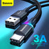 Baseus USB To Type C 3A LED Braided Charging Charger Data Cord Cable For Samsung iPad (Black)