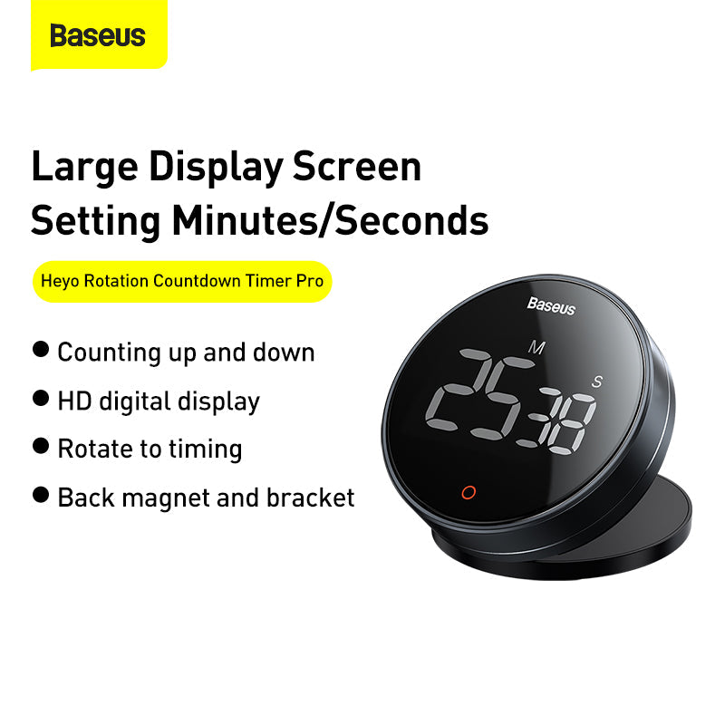 Baseus Rotation Countdown Timer Pro Kitchen Clock Heyo Series (Dark Grey)