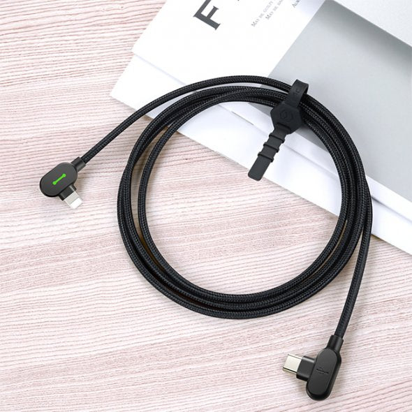 Mcdodo 36W Type-C To Lightning 90 Degree Angled PD Fast Charging Cable Braided Data Sync Cord For iPad iPhone AirPods