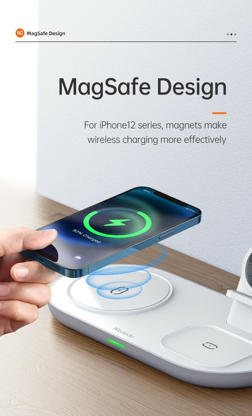 Mcdodo 3 in 1 Qi Wireless Charger Multi Charging Dock Stand For iPhone Apple Watch Airpods