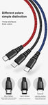 Mcdodo 3 in 1 Charger Cable Nylon Braided Multiple USB Cable Universal Charging Cord With Type-C, Micro USB, Lightning Port For iPhone 15/15 Plus/15 Pro Max, Samsung S24/S24+/S24 Ultra/S23+/S23 Ultra, MacBook, iPad Pro Air, Pixel, Switch, etc